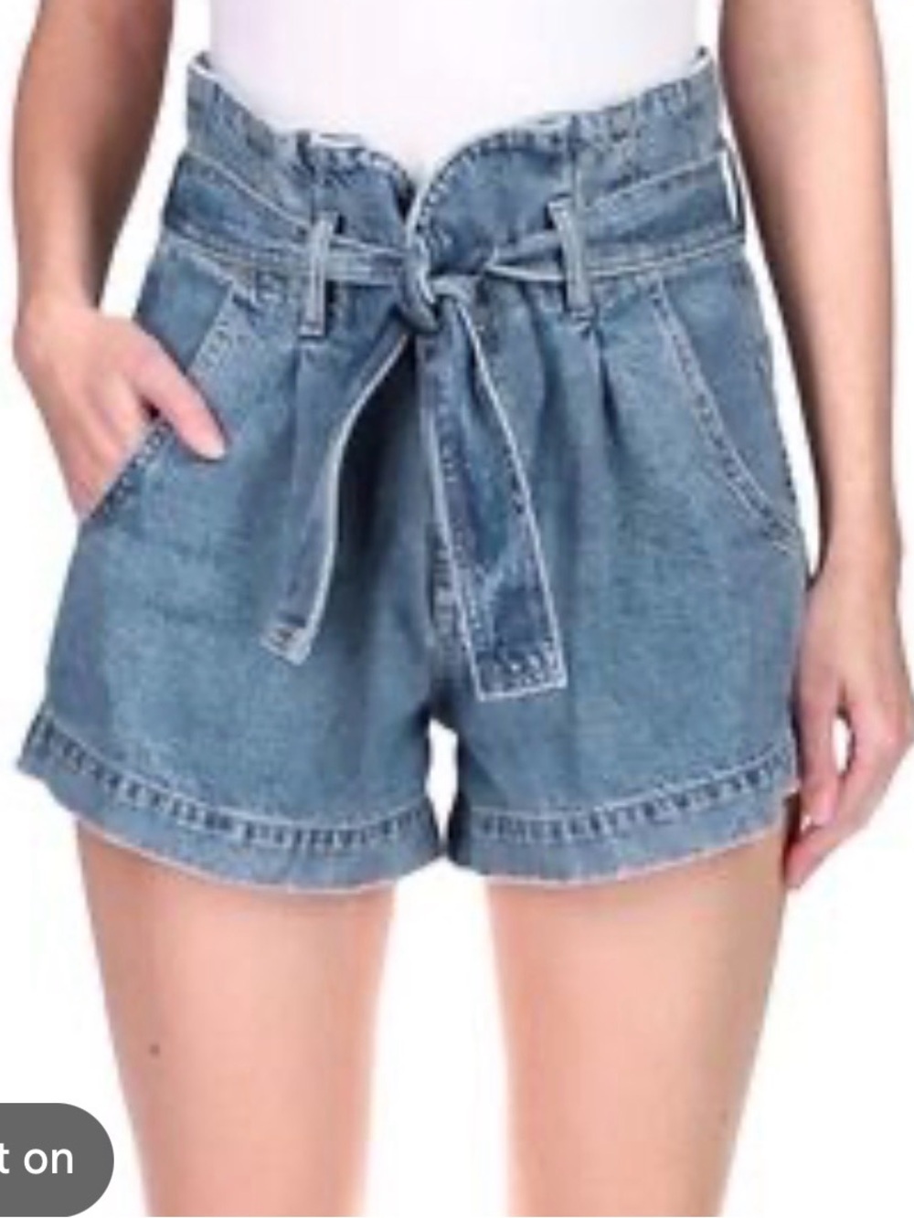 DL1961 Camille Short Paper-Bag Jeans - Denim Blue